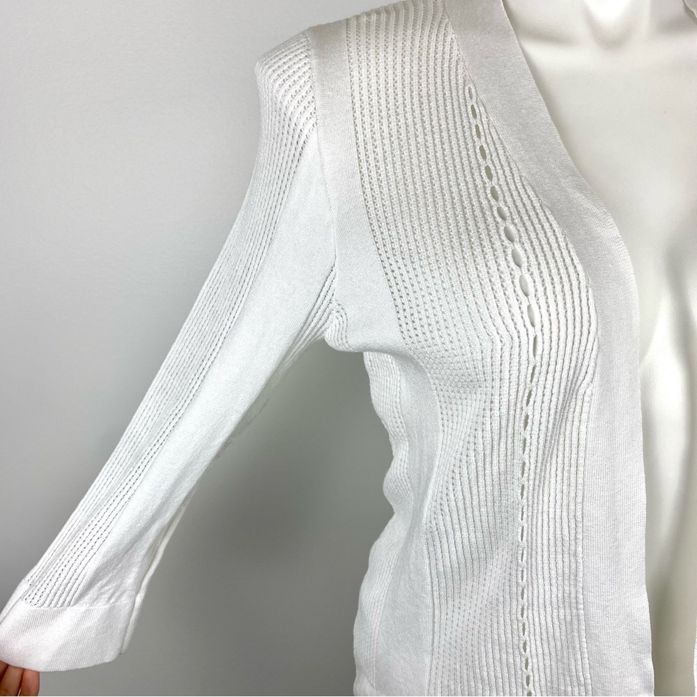 Cyrus Open Front White Cardigan Long Sleeves Lightweight Beachy L - Picture 3 of 12